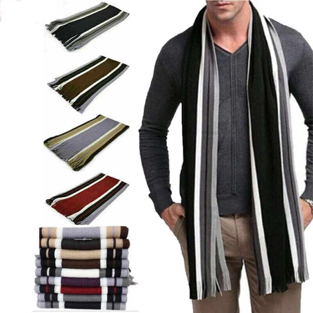 Cashmere Men Striped Scarf Fas - Wool Scarf Men 评论和价格