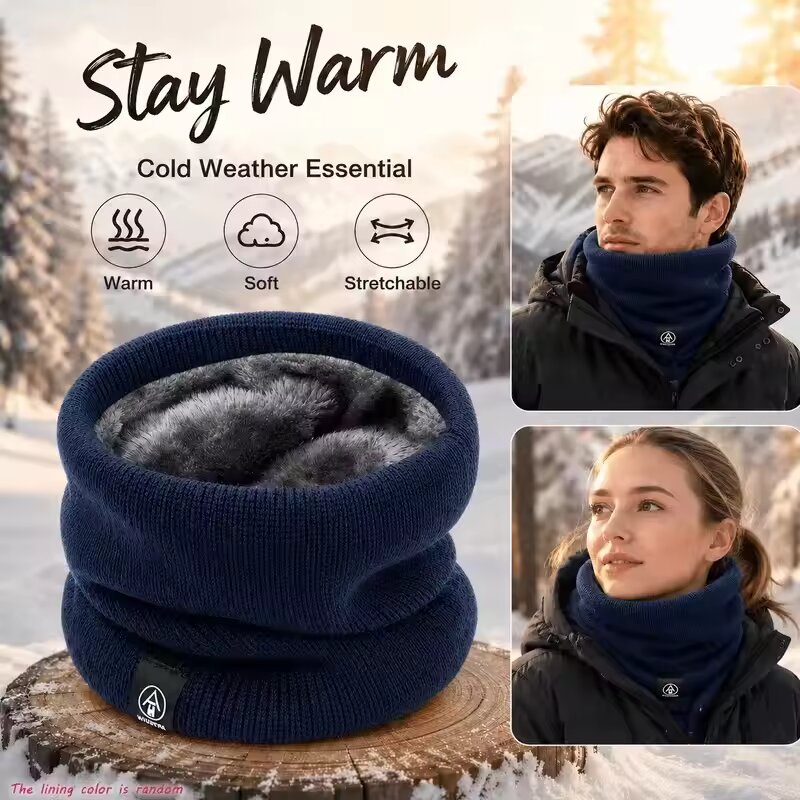 Winter Warm Knitted Neck Scarf - Wool Scarf Men 评论和价格