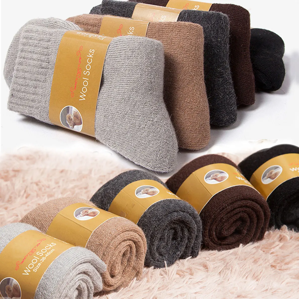 2 Pairs Winter Warm Socks Men' - Thermal Sock Wool 评论和价格