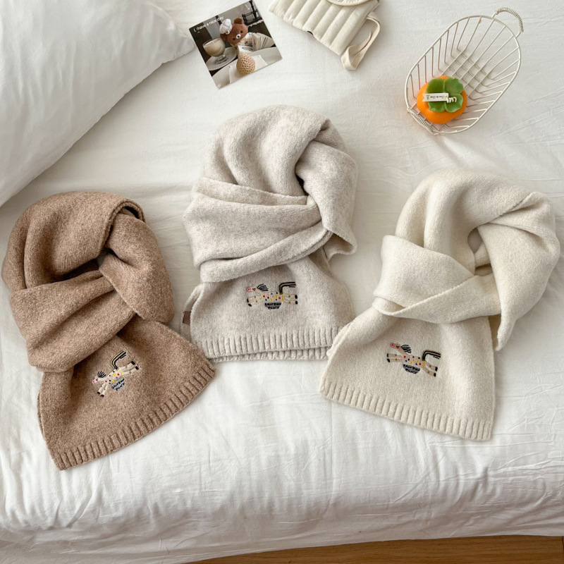 Cozy Knit Scarf with Embroider - Wool Scarf Men 评论和价格