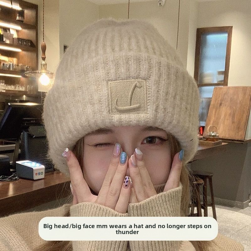 Large Head Size Woolen Hat for - Knit Beanie Hat Warm 评论和价格