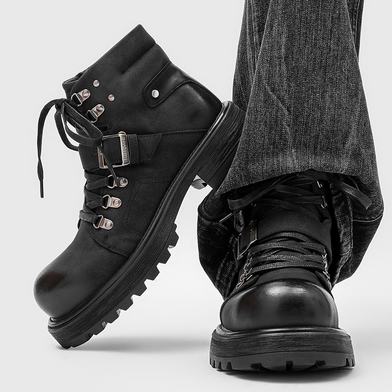 Brand Men Leather Boots Motorc - Waterproof Winter Boot 评论和价格
