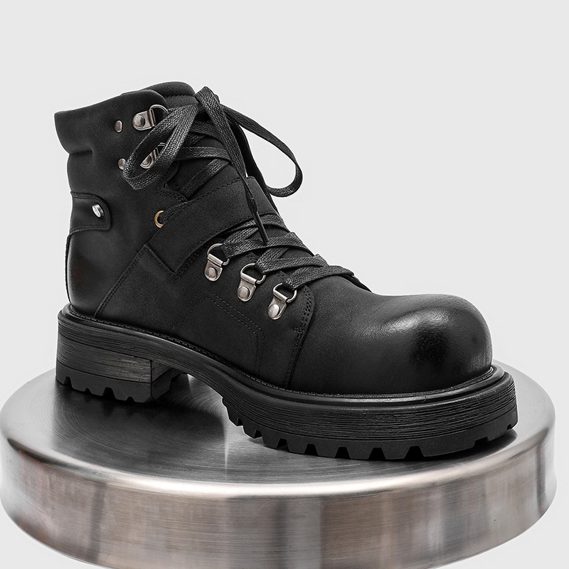 Brand Men Leather Boots Motorc - Waterproof Winter Boot 评论和价格