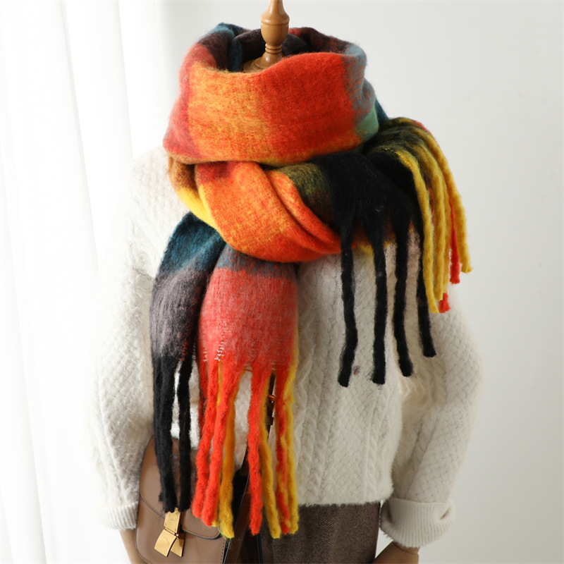 New Autumn Winter Grid Scarf W - Wool Scarf Men 评论和价格