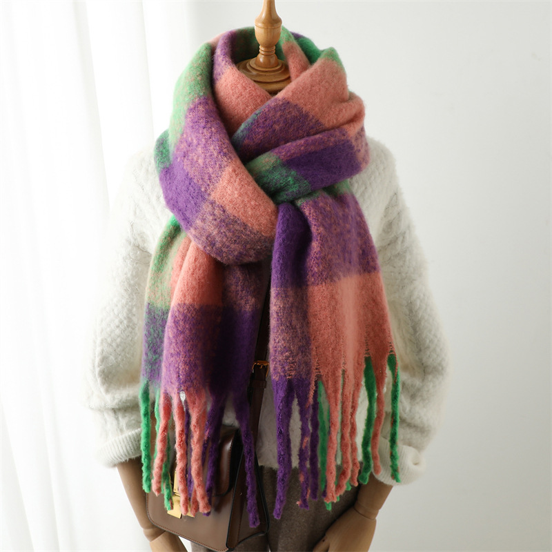 New Autumn Winter Grid Scarf W - Wool Scarf Men 评论和价格